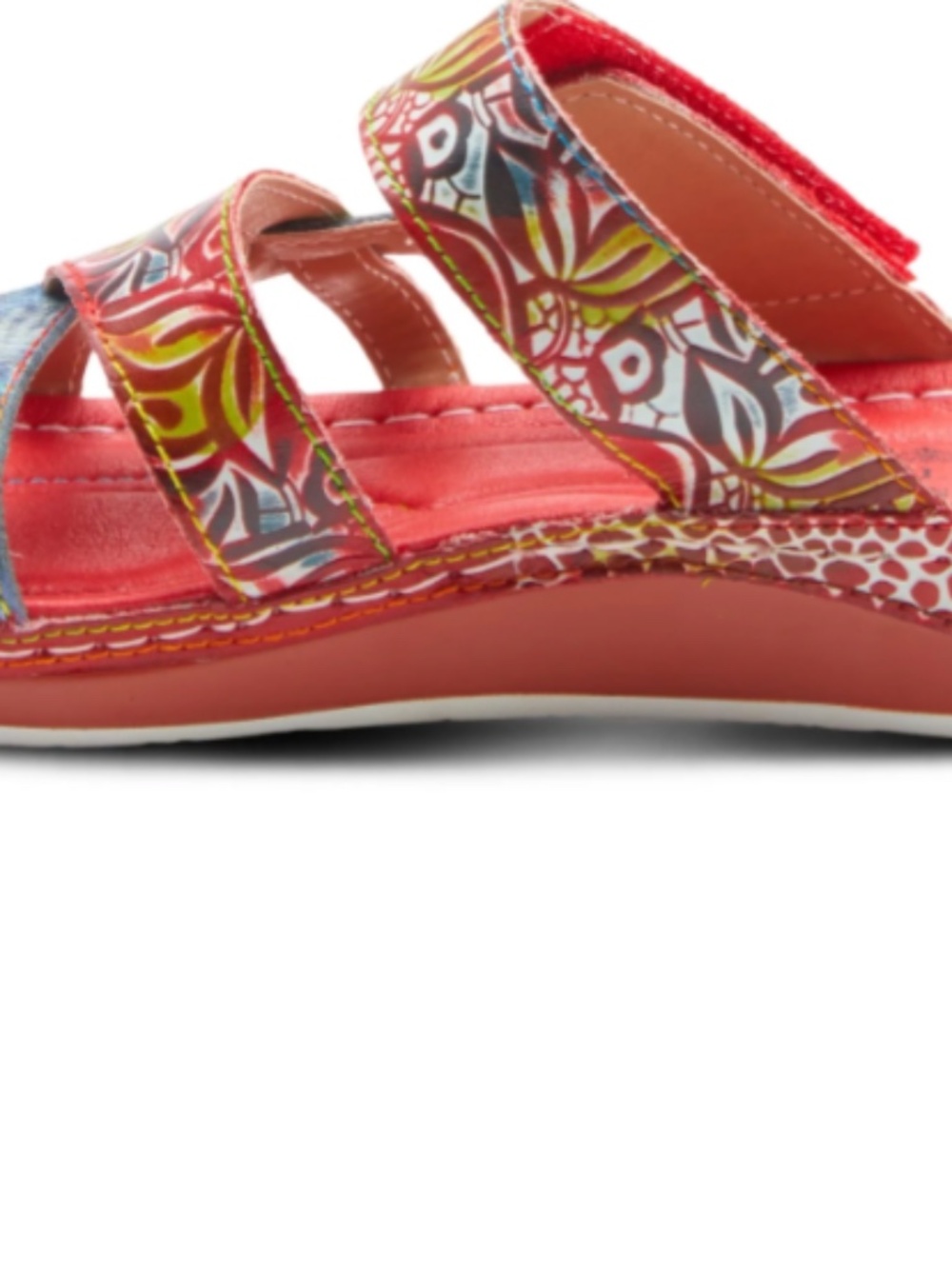 L'Artiste Sandals Womens US Size 7.5-8 /38 Red Caiman Artsy Bohemian Wedge Slide - Picture 16 of 16